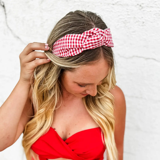 Red Gingham Headband